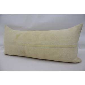 Beige Wool <b>Pillow</b> Embroidered Toile Pattern 16x36 Inch Kantha Style Cushion Woven Silk Vintage Floral Square Print for Sofa Use - Product Image 4