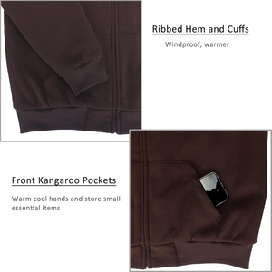 Sweats à capuche zippés lourds pour hommes épaules tombantes personnalisées col à capuche d'hiver surdimensionné motif solide et techniques teintées unies - Product Image 2