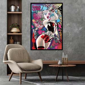 Batman Comic <b>Poster</b> <b>Framed</b> Harley Quinn Neon Design Modern Style Abstract Subjects for Wall Decor Paper Material - Product Image 2