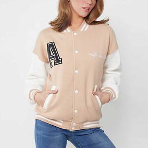 OEM Mujeres Varsity Jacket Logotipo personalizado Béisbol Letterman Abrigo Moda Estilo universitario Chaqueta de gran tamaño para compradores al por mayor - Product Image 3