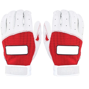 Guantes de bateo de béisbol de cuero personalizables rojo y blanco con agarre mejorado y tela transpirable ajuste seguro - Product Image 4