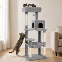 Arbre à chat rond classique, tour à chat moderne avec poteaux en sisal et panneaux de particules, design écologique pour chats d'intérieur