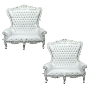 Chaise de trône de majesté royale chaise de trône en bois à dossier haut pour les mariés meubles de luxe de mariage et de restaurant d'hôtel - Product Image 6