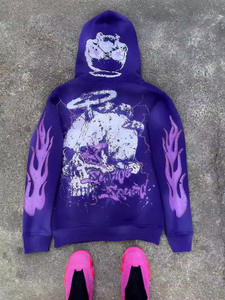 Sweat-shirt à capuche pour homme en coton uni de haute qualité, personnalisé avec un logo imprimé en sérigraphie 3D en relief, taille américaine, en polaire pour l'hiver - Product Image 2