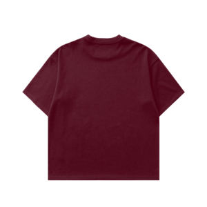 Camiseta elegante de algodón 100% para hombre construida en Italia 220 Gsm Density Anti-Pilling StreetInspired Bordeaux para formas cuadradas - Product Image 2
