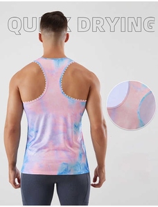 Gilet d'entraînement polyvalent respirant tie-dye pour hommes, séchage rapide, fitness, gilet sans manches, tissage tricoté pour la musculation - Product Image 5