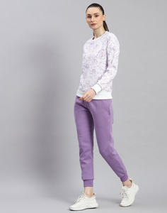 Conjunto de chándal de 2 piezas OEM de cuello redondo con estampado morado personalizado de calidad superior para mujer, conjunto de chándal de 2 piezas de longitud completa - Product Image 3