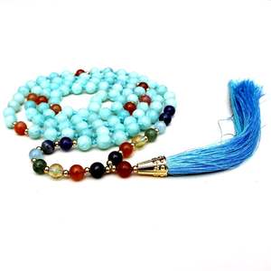 Artiste indien fait à la main 7 Chakra Pulsera 108 perles Mala nouées cristal de guérison Yoga bijoux mode perlé fiançailles hindouisme - Product Image 6