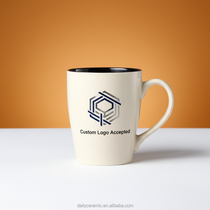 Tazze da Caffè in Ceramica Stoneware 12oz con Logo Personalizzato, Smalto Bicolore, Tazza da Tè in Porcellana con Bordo Dorato per Casa e Ufficio - Product Image 3