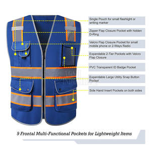 Chaleco de Seguridad Reflectante de Alta Visibilidad, 100% Poliéster, Secado Rápido, Transpirable, para Hombre, Ropa de Trabajo de Alta Calidad - Product Image 2
