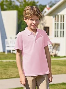 Ropa de color rosa en blanco para niños, camiseta Polo con diseño y logotipo personalizados, camisetas Polo transpirables Retro bajas MOQ al por mayor en blanco liso - Product Image 3