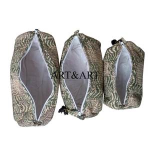 Ensemble de trousses de maquillage en coton matelassé écologique bohème avec fermeture éclair et motif à pompon, grande capacité, pour voyage - Product Image 4