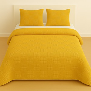 Sinada Home Modern Mustard Color Pique <b>Set</b> Single Person Waffle <b>Square</b> Patterned Towel Blankets for Hotels and Travel - Product Image 1