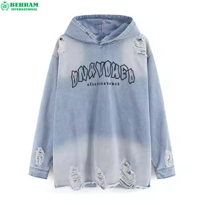 Vente en gros de sweat à capuche personnalisé épais en coton French Terry, délavé à la pierre, respirant, écologique, style vintage américain, effet usé et délavé à l'acide - Product Image 2
