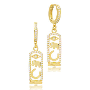 ต่างหูห้อยหิน CZ แบบตุรกี925สเตอร์ลิงเครื่องประดับทำมืออย่างดีสำหรับผู้หญิง - Product Image 3