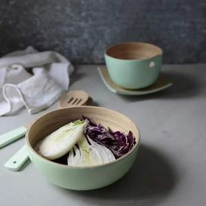 Bol en bambou tressé fait main Eco2Go - Bol de service écologique naturel pour salades, fruits, collations et décoration intérieure - Product Image 2