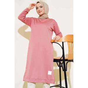 Túnica Larga con Detalle de Emblema Color Rosa Empolvado TR Origen Sin Especificar Tejido Patrón Regular - Product Image 4