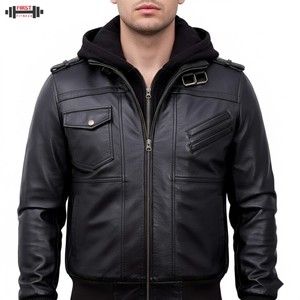 Chaqueta de Invierno de Cuero Genuino Negro para Hombre, Resistente, Impermeable, Transpirable, de Alto Rendimiento, para Clima Frío - Product Image 1