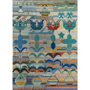 Alfombra de Lana y Seda de Bambú con Patrón Geométrico Freedom Manchaha, Anudada a Mano, para Uso Doméstico - Les-8072 - Product Image 1