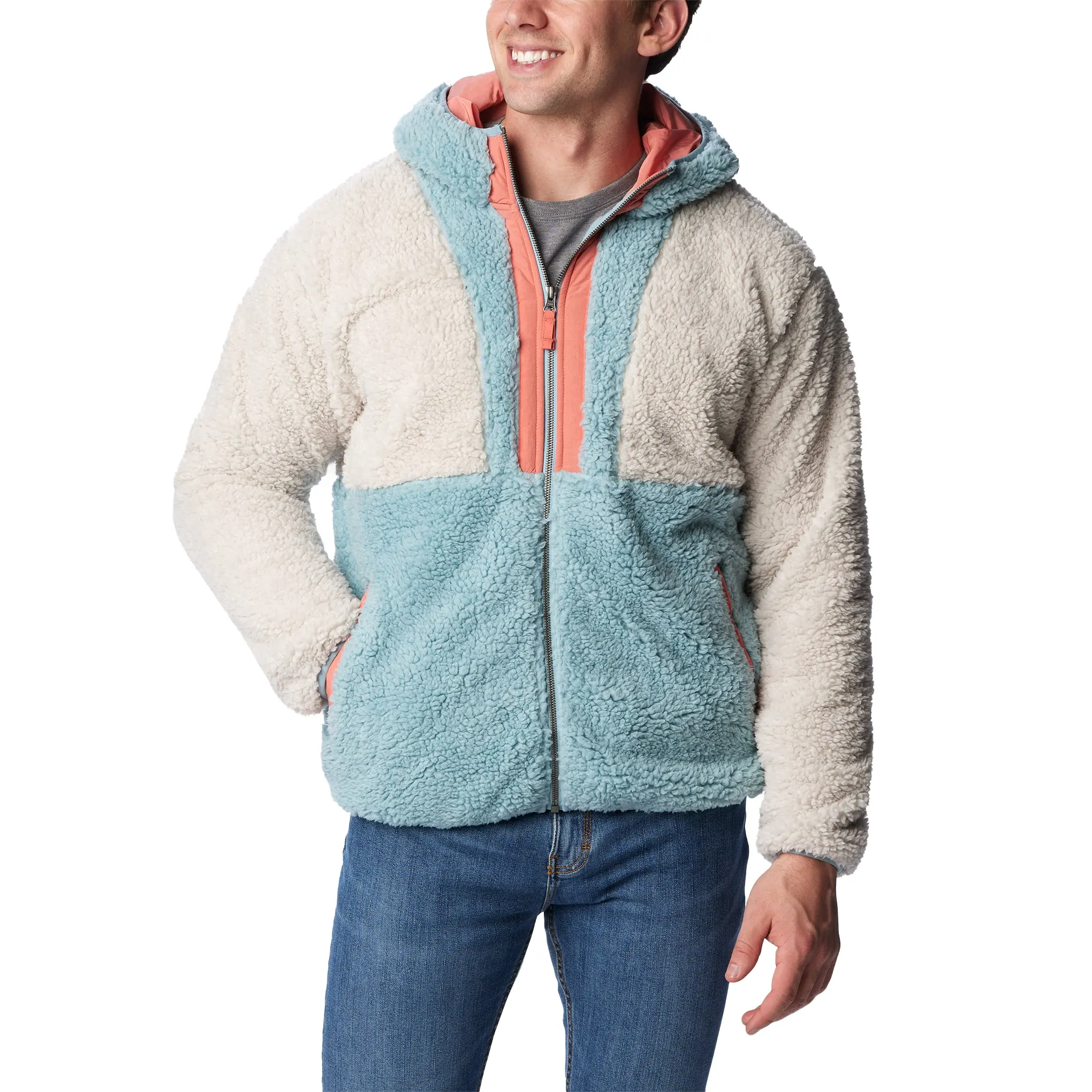 Venta al por mayor Eco-Friendly 100% Fleece Sherpa Lined Hoodies Hombres Oversize Full Zip Sherpa Warm Winter Hoodie Para Hombres
