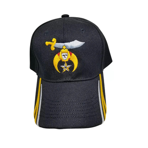 Shriners Mens Hip Hop Custom Embroidery <b>Baseball</b> <b>Cap</b> Sporty Masonic Regalia <b>Black</b> Sphinx Crescent Scimitar Design Dobby Style - Product Image 5