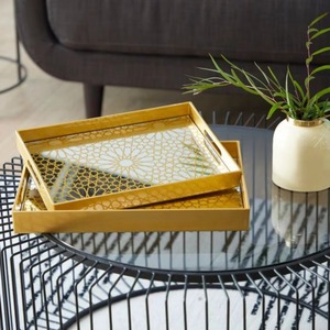 Luxury Set Of 2 Designer Meena <b>Trays</b> Perfect For Gifting Serving <b>Snacks</b> Weddings Parties Events And Home Decor From India - Product Image 5