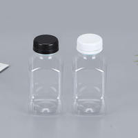 Botella Cuadrada de Plástico PET para Jugo con Tapa de 250ml 8oz, Tapa a Prueba de Manipulación, Impresión Serigrafiada para Smoothies y Bebidas