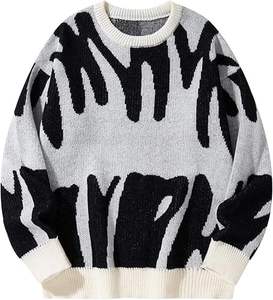 Pull noir décontracté pour homme, style universitaire, nouvelle mode printemps-été, avec col en V et broderie de lettres - Product Image 3