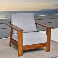 Canapé modulaire en teck confortable, durable et éco-responsable, style nordique moderne, fauteuil lounge individuel, meubles de salon