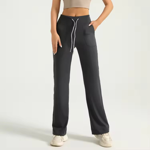Pantalones de pierna ancha de talla grande de calidad superior para niñas Yoga transpirable Jogging Ciclismo con bolsillo frontal plano - Product Image 4