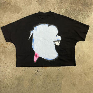 Nouveau fabricant T-shirt court de couleur noire, de coupe carrée, surdimensionné, à épaules tombantes - Product Image 6