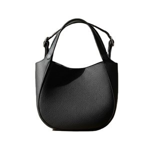 New Genuine Leather Women's Handbags <b>Bucket</b> Bags Simple Fashion Grain Cowhide <b>Small</b> Ladies Bags. - Product Image 1