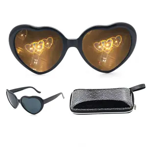 Festival Light Changing Eyewear Interesting Peach Heart Special Effect Sunglasses for Women Men