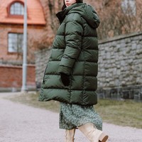 Jaket Puffer Cuaca Dingin Jaket Musim Dingin Pria, Jaket Windbreaker Bertudung Warna Putih Bebek Bawah Merek Kasual