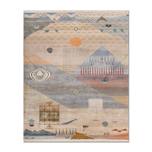 Alfombra de Seda Anudada a Mano Freedom Manchaha, Color Marfil, Alfombra Rectangular Clásica para Sala de Estar, Diseño Abstracto LUV-8603 - Product Image 1