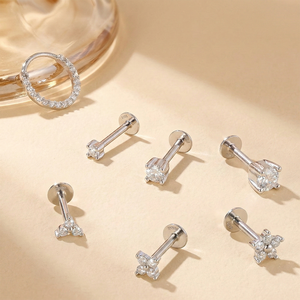 <span class=keywords><strong>Orecchini</strong></span> a perno unisex in argento sterling 925 stile minimalista Ins, con moissanite a 4 griffe incastonata a castone, 2mm 3mm 4mm - Product Image 2