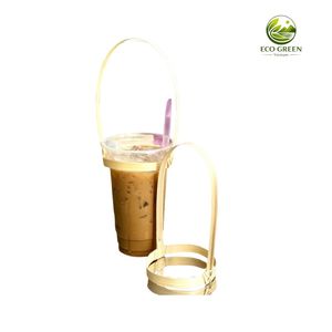 Portavasos Ecológico Hecho a Mano con Hojas de Bambú Natural de Vietnam, Reutilizable y Ecológico, con Asa para Cafeterías, Restaurantes y Comida para Llevar - Product Image 1