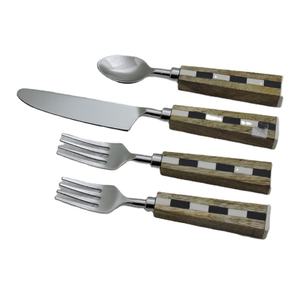 Hot & Latest Design Wood & Stainless Steel Made 4 Pieces <b>Flatware</b> <b>Set</b> Wooden Spoon <b>Flatware</b> <b>Sets</b> Spoon <b>Set</b> - Product Image 1