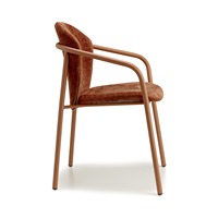 Fauteuil de salle à manger rembourré, structure en métal, revêtement en chenille, velours ou tissu, pour restaurant, hôtel, fabriqué en Italie