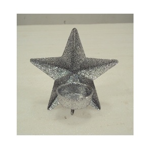 Silver Glitter Finished Metal Star <b>Tea</b> <b>Light</b> Candle Holder <b>Christmas</b> Ornaments For Home Decorative - Product Image 2