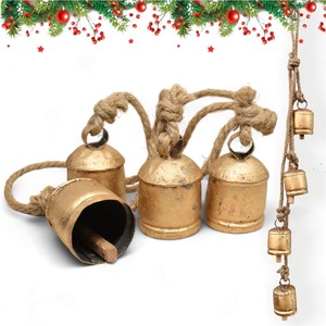 Adorno de campana colgante de Navidad Vintage, diseño de Metal para decoración de árboles y estilo de temporada para el hogar o eventos - Product Image 5
