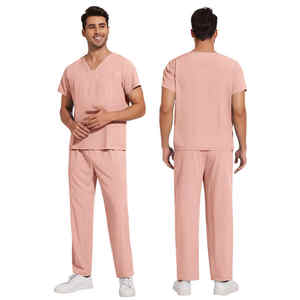 Uniformes de enfermera masculinos personalizados con cuello en V de nuevo estilo 2025, conjuntos de Jogger de manga corta, uniformes médicos, conjuntos de uniformes de elasticidad personalizados - Product Image 4