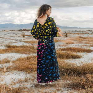 Stylish Beach Wear Tie Dye Handmade Design Dress Long Sleeve with Tassel Casual Style <b>Summer</b> Collection <b>Kaftan</b> Tie Dye - Product Image 3