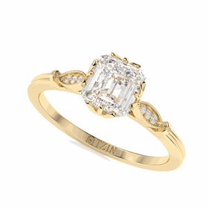 Bague de fiançailles pour femme en diamant de laboratoire taille émeraude, 7 pierres, style mignon, marque RITZIN - Product Image 1