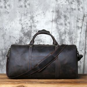 Genuine <b>Leather</b> Unisex Travel Weekender <b>Overnight</b> Duffel <b>Bag</b> with Reusable Zipper Closure Large Capacity for Gym Sports - Product Image 3