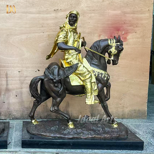 家の装飾のための馬の彫刻に小さな兵士アンティークブロンズ乗馬戦士像 - Product Image 3