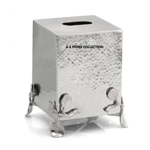 Fleur en laiton forme de rectangle en acier inoxydable porte-mouchoirs décoratif poli brillant boîte à serviettes - Product Image 3