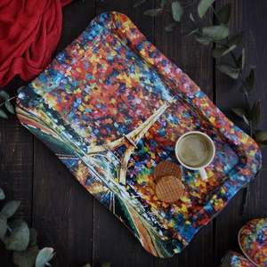 Bandeja de metal rectangular elegante de 238x358mm con borde ondulado Afremov Plato de servicio estilo París hecho de nácar - Product Image 5