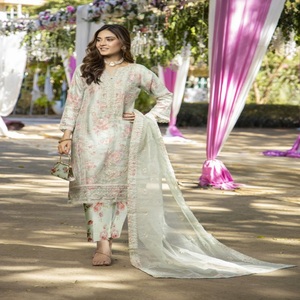 Venta de liquidación Vestido de fiesta para mujer Dr Haris Organza Shalwar Kamez Dupata Estilo indio pakistaní al por mayor - Product Image 2