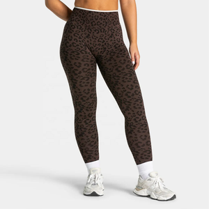 Leggings de yoga taille haute pour femmes, imprimé léopard, longueur intégrale, respirants, en spandex et polyester, taille élastique, sans coutures - Product Image 1